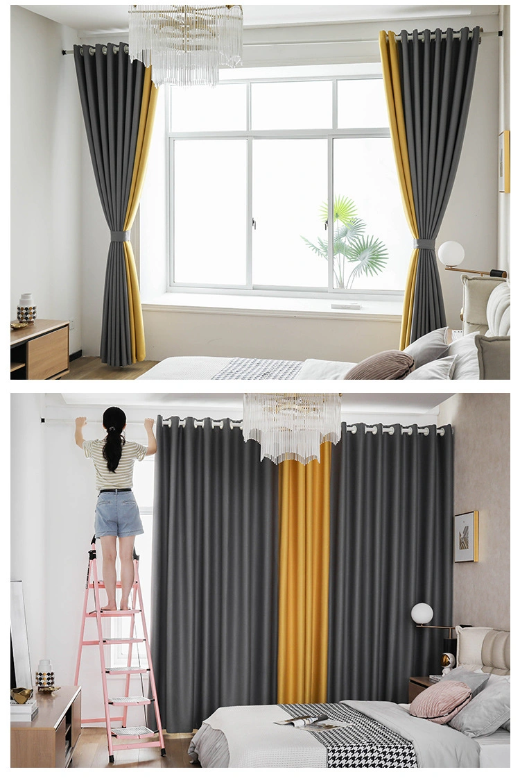 Nordic Curtain Finished High Shading Thickened Double-Sided Cotton Linen Curtain